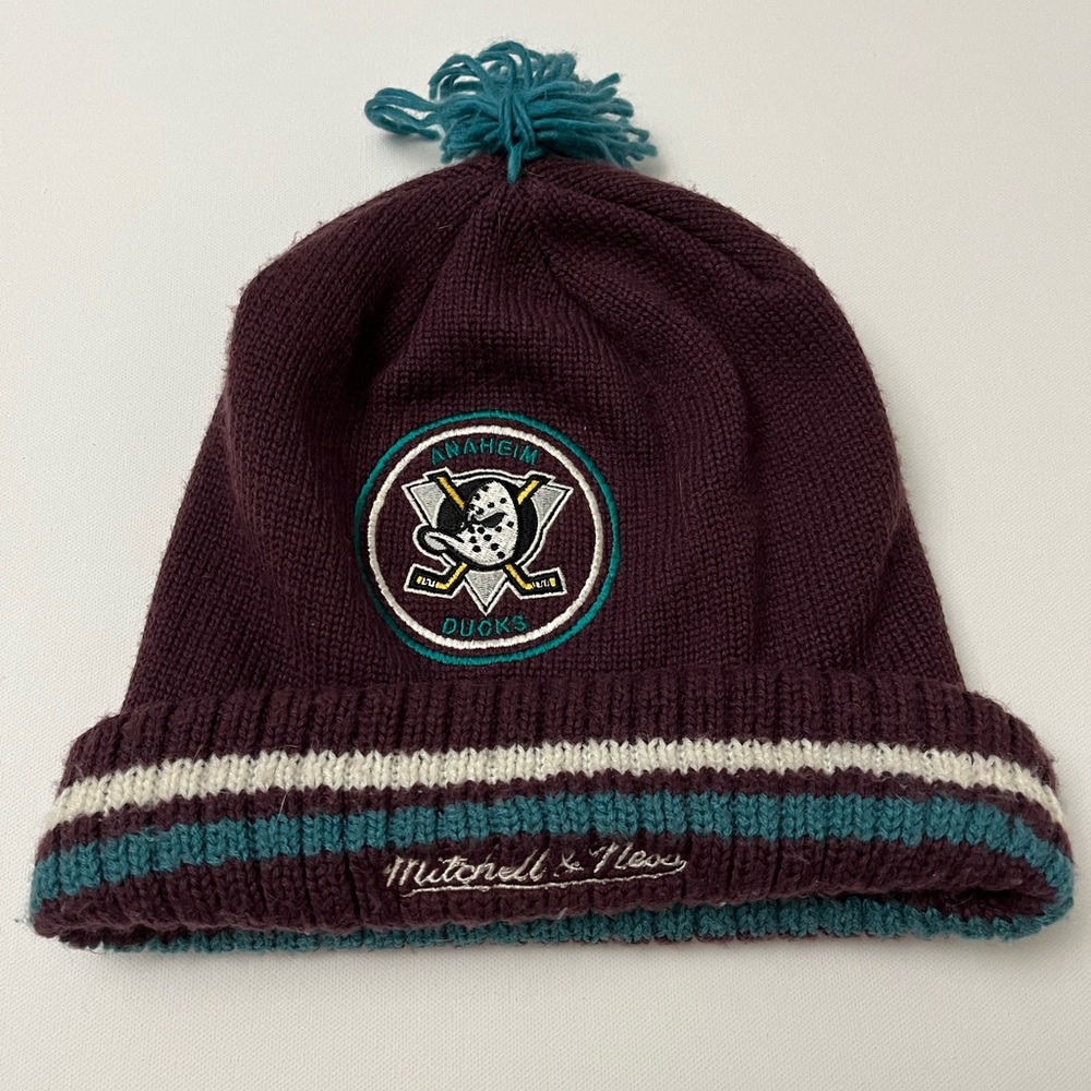 Mitchell & Ness Kids Anaheim Ducks Purple and Teal Beanie